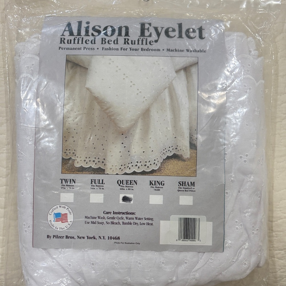 Alison Eyelet Ruffled Bed Ruffle in White